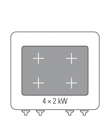 Cucina  tuttopiastra elettrica cm 76,3x58, trifase-13kw, su forno elet. vent. GN1/1 camera cm 57,5x51,5x30 -dim tot. cm 80x70x90