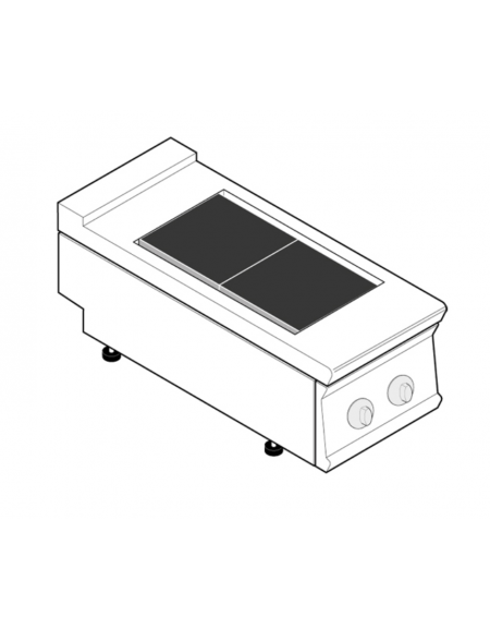 Cucina elettrica da banco trifase-6kw, 2 piastre quadre complanari basculanti cm 30x30 - cm 40x70x28h