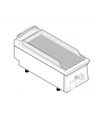 Fry top a gas da banco, 7 kw, piastra rigata, consumo gas 0,74 m³/h - sup. di cottura cm 35,3x56,4  - dim. 40x70x28h