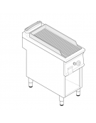 Fry top a gas su vano aperto, 7 kw, piastra rigata, consumo gas 0,74 m³/h - sup. di cottura cm 35,3x56,4 - dim. 40x70x90h