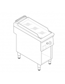 Fry top a gas su vano aperto, 7 kw, piastra liscia cromata, consumo gas 0,74 m³/h - sup. cottura cm 33x57,4x39,5 - cm. 40x70x90h