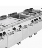 Fry top a gas su vano aperto, 7 kw, piastra liscia cromata, consumo gas 0,74 m³/h - sup. cottura cm 33x57,4x39,5 - cm. 40x70x90h