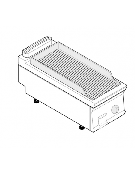 Fry top elettrico trifase-3,9kw da banco, piastra rigata, r. temp. 50÷320 °C - sup. di cottura cm 35,3x56,4  - dim. 40x70x28h