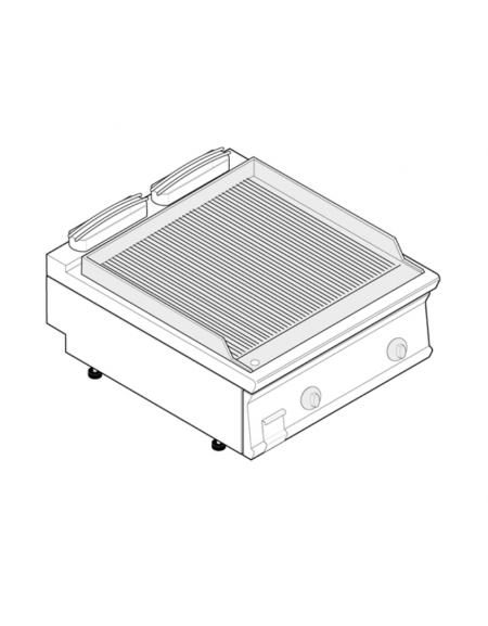 Fry top elettrico trifase-7,8kw da banco, piastra rigata, r. temp. 50÷320 °C - sup. di cottura cm 74,8x56,4  - dim. 80x70x28h