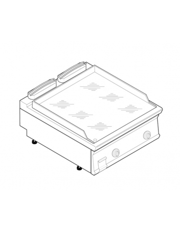 Fry top elett. trifase-7,8kw da banco, piastra liscia cromata, r. temp. 50÷320 °C - sup. di cottura cm 74,8x56,4  - cm 80x70x28h