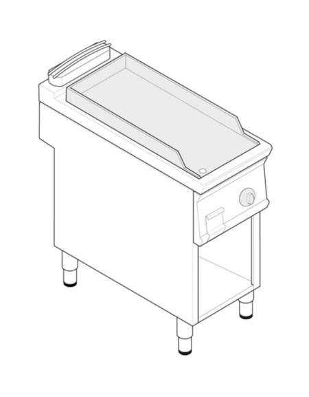 Fry top elettrico trifase-3,9kw su vano aperto, piastra liscia - sup. di cottura cm 35,3x56,4  - dim. 40x70x90h