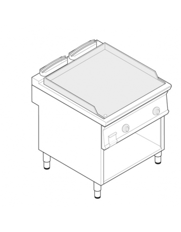 Fry top elettrico trifase-7,8kw su vano aperto, piastra liscia - sup. di cottura cm 74,8x56,4  - dim. 80x70x90h