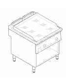 Fry top elett. trifase-7,8kw su vano aperto, piastra liscia cromata - sup. di cottura cm 74,8x56,4 - cm 80x70x90h