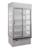 Frigo murale refrigerato chiuso con porte scorrevoli Temperatura 0° +10°C - Esterno grigio e interno bianco - cm 188.5x73,7x198,