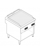 Fry top elettrico trifase-7,8kw su vano aperto, piastra liscia - con controllo elettronico - dim. 80x70x90h