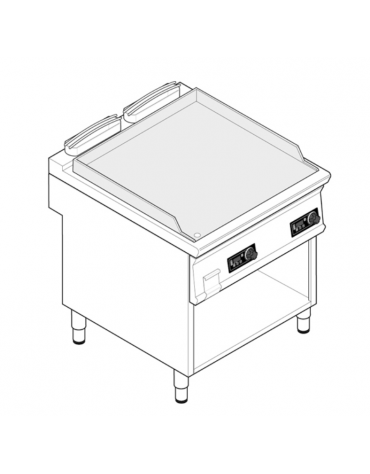 Fry top elettrico trifase-7,8kw su vano aperto, piastra liscia - con controllo elettronico - dim. 80x70x90h