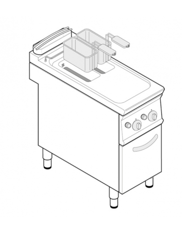 Friggitrice a gas freestanding, 2 vasche con scambiatori di calore, cm 14x34,2x30,5h - 8+8lt - cm tot. 40x70x90h