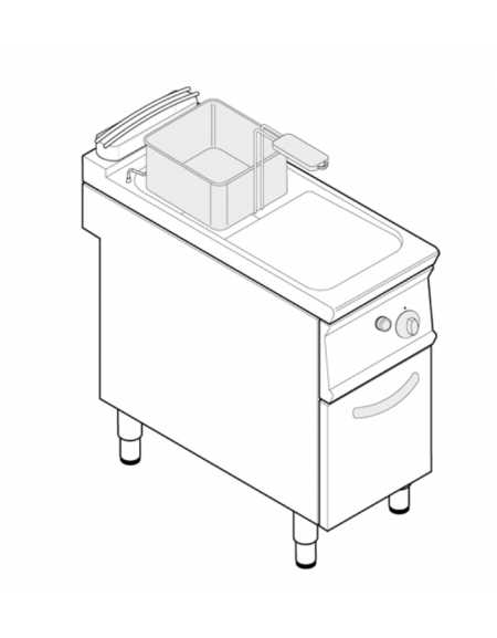 Friggitrice a gas freestanding, 1 vasca con scambiatori di calore, cm 24x34,2x30,5h - 13lt - cm tot. 40x70x90h