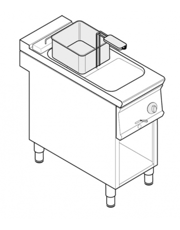 Friggitrice elettrica su vano aperto trifase-6kw - 1 vasca con resistenze basculanti 8Lt. - cm 40x70x90h