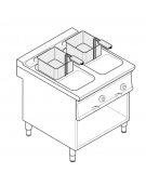Friggitrice elettrica su vano aperto trifase-12kw - 2 vasche con resistenze basculanti 8+8Lt. - cm 80x70x90h