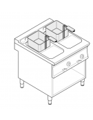 Friggitrice elettrica su vano aperto trifase-15kw - 2 vasche con resistenze basculanti 8+8Lt. - cm 80x70x90h