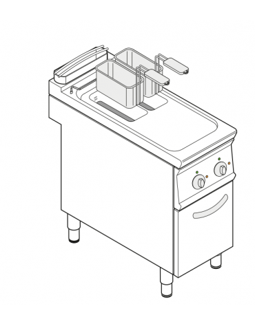 Friggitrice elettrica su mobile trifase-14kw - 2 vasche con resistenze rotanti 8+8Lt. - cm 40x70x90h