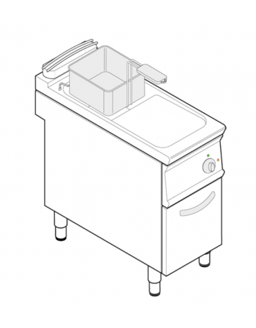 Friggitrice elettrica su mobile trifase-12kw - 1 vasca con resistenze rotanti 13Lt. - cm 40x70x90h