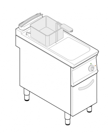 Friggitrice elettrica su mobile trifase-16,5kw - 1 vasca con resistenze rotanti 17Lt. - cm 40x70x90h