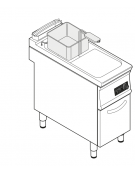 Friggitrice elettrica su mobile Lt 13- trifase 12kw con controllo elettronico - 1 vasca con resistenze rotanti - cm 40x70x90h