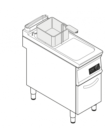 Friggitrice elettrica su mobile trifase-12kw con controllo elettronico - 1 vasca con resistenze rotanti 13Lt. - cm 40x70x90h