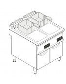 Friggitrice elettrica su mobile trifase-24kw con controllo elettronico - 2 vasche con resistenze rotanti 13+13Lt. - cm 80x70x90h