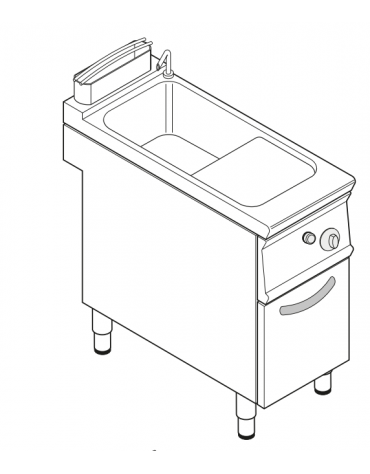 Cuocipasta a gas, GN2/3 - AISI 316 da 24 litri di capacità - cm 40x70x90h