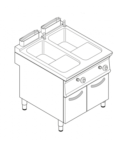 Cuocipasta a gas, GN2/3 - AISI 316 da 24+24 litri di capacità - cm 80x70x90h