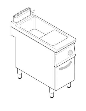 Cuocipasta elettrico trifase-6kw, in acciaio in acciaio inox AISI 316 da 24 litri di capacità - cm 40x70x90h