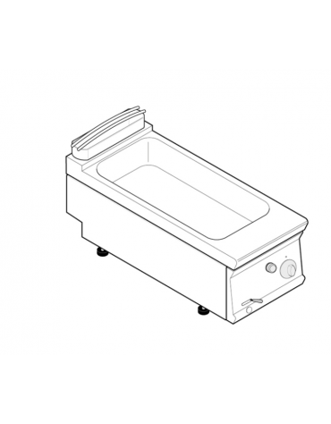 Bagnomaria a gas da banco, 1 vasca AISI 304 - GN1/1 cm 30,6x50,8x16,5h - dim tot. cm 40x70x28h