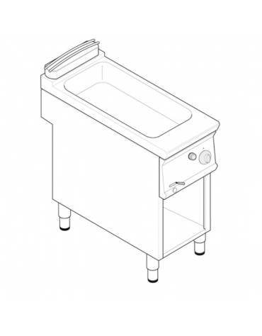 Bagnomaria a gas su vano aperto, 1 vasca AISI 304 - GN1/1 cm 30,6x50,8x16,5h - dim tot. cm 40x70x90h