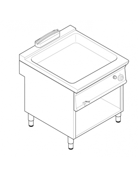 Bagnomaria a gas su vano aperto, 1 vasca AISI 304 - GN2/1 cm 63x50,8x16,5h - dim tot. cm 80x70x90h