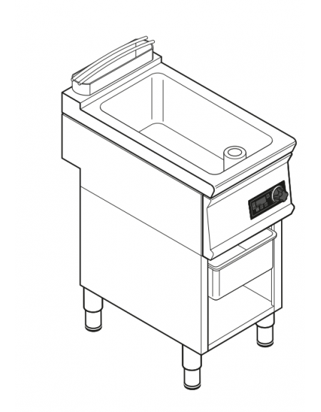 Brasiera elettrica multifunzione con controllo elettronico, trifase-4,5kw, 1 vasca AISI 304, cap. 15lt - dim tot. cm 40x70x90h