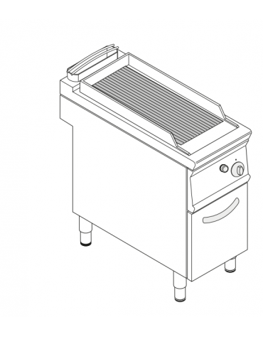 Griglia in ghisa ad acqua a gas singola, sup. di cottura cm 33x45, con mobiletto chiuso cm 40x70x90h