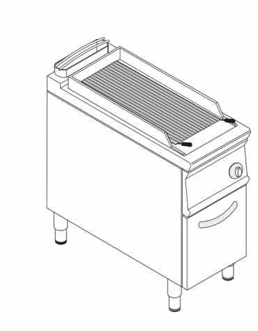 Griglia singola a gas a pietra lavica su mobiletto, con griglia inox a "V" - cm 40x70x90h