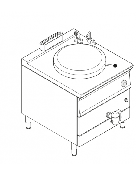 Pentola a gas INDIRETTA, 1 vasca capacità 50 Lt. cm Ø40xh45 - dim tot. cm 80x70x90h