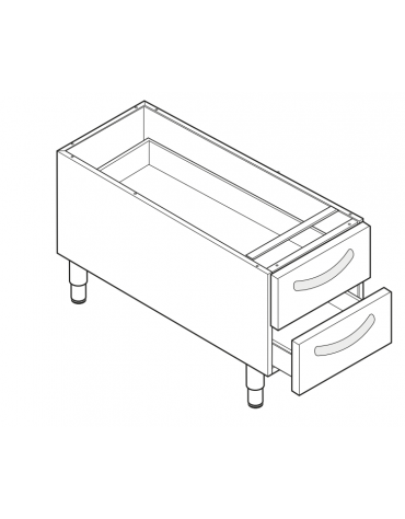 Vano neutro con 2 cassetti GN1/1 cm 29,5x56x10h, cm vano 33x57,4x39,5h - dim. tot. 40x57,5x57h