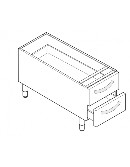 Vano neutro con 2 cassetti GN1/1 cm 29,5x56x10h, cm vano 33x57,4x39,5h - dim. tot. 40x57,5x57h