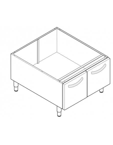 Vano neutro con 2 porte senza cassetto, cm vano 73x57,4x39,5h - dim. tot. 80x57,5x57h