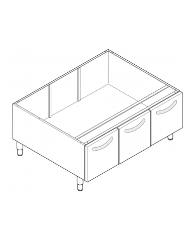 Vano neutro con 3 porte senza cassetto, cm vano 113x57,4x39,5h - dim. tot. 120x57,5x57h