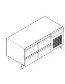 Base refrigerata GN 1/1 in acciaio inox AISI 304, 4 cassetti - Range temp. -2÷8 °C - 130 lt - cm 120x65x62h