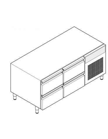 Base refrigerata GN 1/1 in acciaio inox AISI 304, 4 cassetti - Range temp. -2÷8 °C - 130 lt - cm 120x65x62h