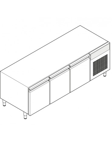 Base refrigerata GN 1/1 in acciaio inox AISI 304, 3 porte - Range temp. -2÷8 °C - 130 lt - cm 160x65x62h