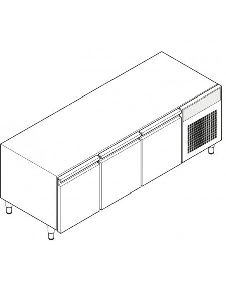 Base refrigerata GN 1/1 in acciaio inox AISI 304, 3 porte - Range temp. -2÷8 °C - 130 lt - cm 160x65x62h