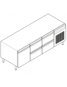 Base refrigerata GN 1/1 in acciaio inox AISI 304, 1 porta 4 cassetti - Range temp. -2÷8 °C - 130 lt - cm 160x65x62h
