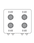 Cucina a gas 4 fuochi, forno a gas GN 2/1, fuochi aperti 4x8kw - cam. forno cm 57,5x65x30 - cm 80x90x90h