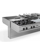 Cucina a gas professionale 6 fuochi da banco, potenza fuochi 6x9kw - cm 120x90x28h