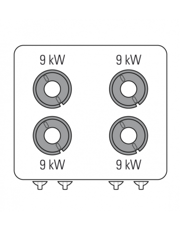 Cucina a gas 4 fuochi su vano aperto, potenza fuochi 4x9kw - cm 80x90x90h