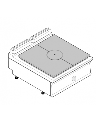 Tuttapiastra a gas, dimensione zona cottura cm 76,6x68,3 - 1 bruciatore da 11 Kw - cm 80x90x28h