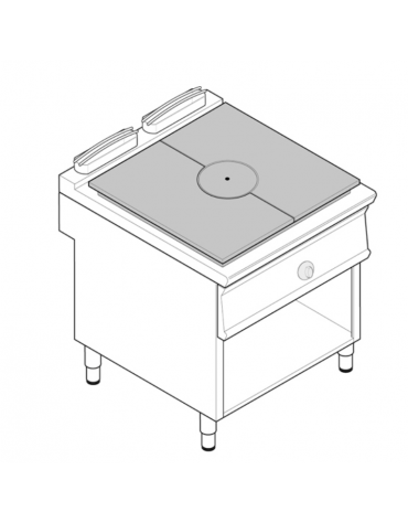 Tuttopiastra a gas su vano aperto, 1 bruciatore cm 76,6x68,3 - potenza 11 Kw - cm 80x90x90h